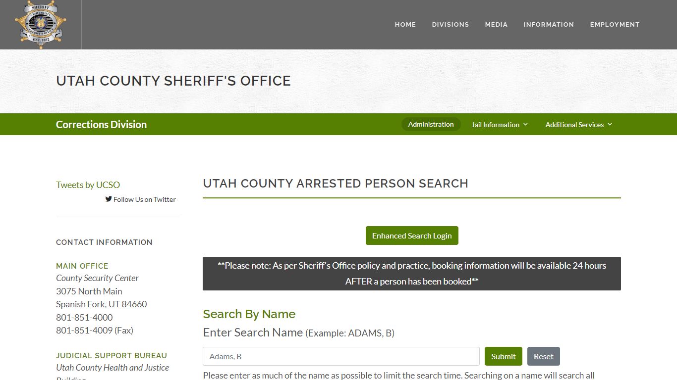 Utah County Sheriff's Office Inmate Search