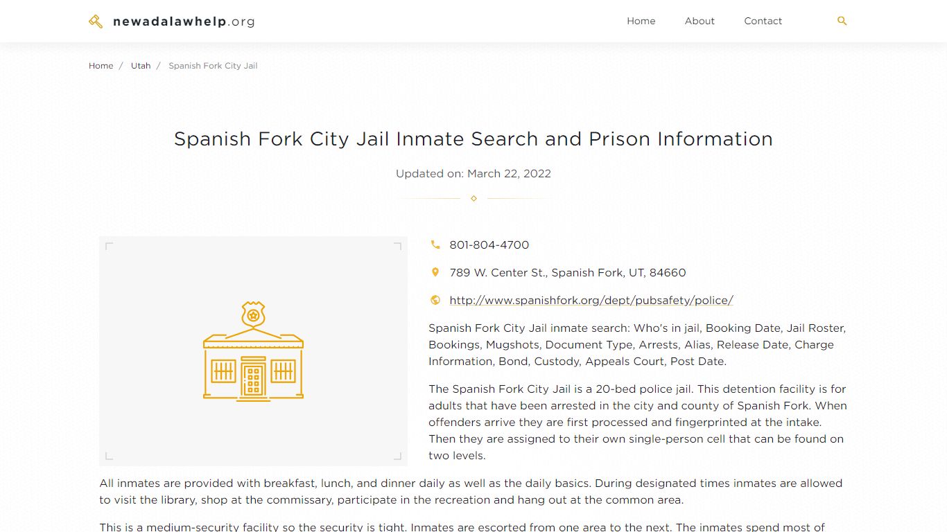 Spanish Fork City Jail Inmate Search, Visitation, Phone no ...