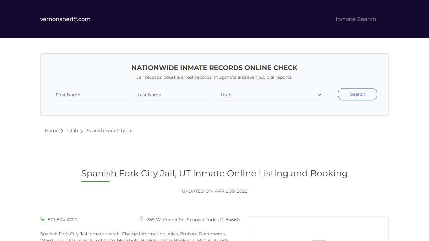 Spanish Fork City Jail, UT Inmate Online Listing and Booking